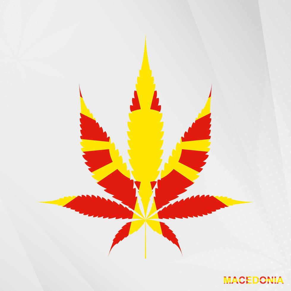 bandera de macedonia en marijuana hoja forma. el concepto de legalización canabis en macedonia. vector