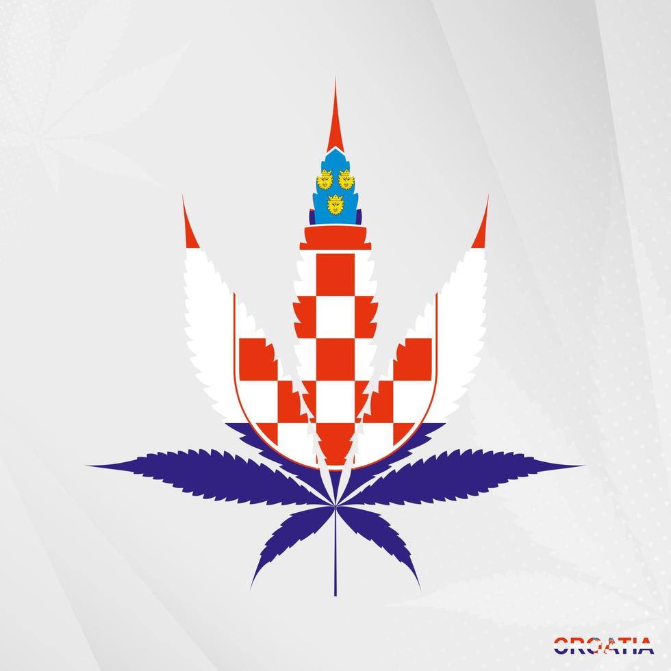 Flag of Croatia in Marijuana leaf shape. The concept of legalization Cannabis in Croatia. vector