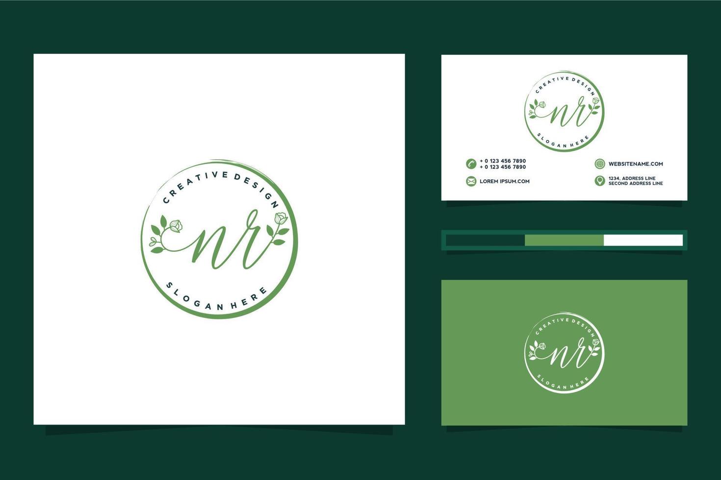 Initial NR Feminine logo collections and business card template Premium Vector