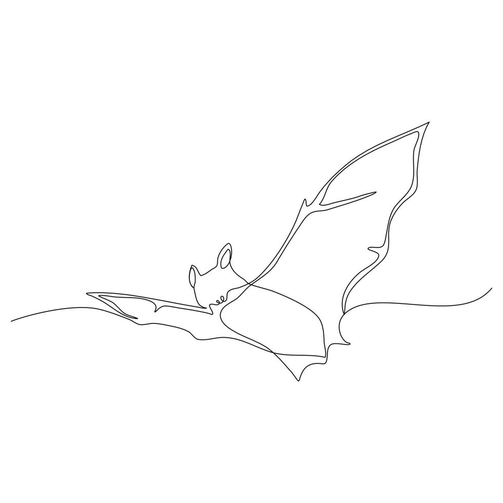continuo línea Arte o uno línea murciélago dibujo para vector ilustración, Víspera de Todos los Santos. volador murciélago concepto