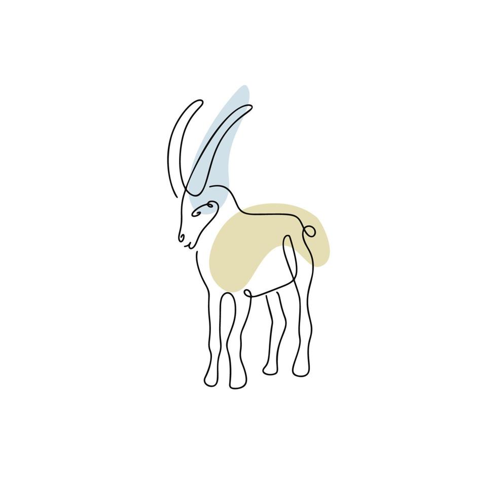 Chinese Zodiac symbol Goat illustration in line art style with boho color isolated on white vector