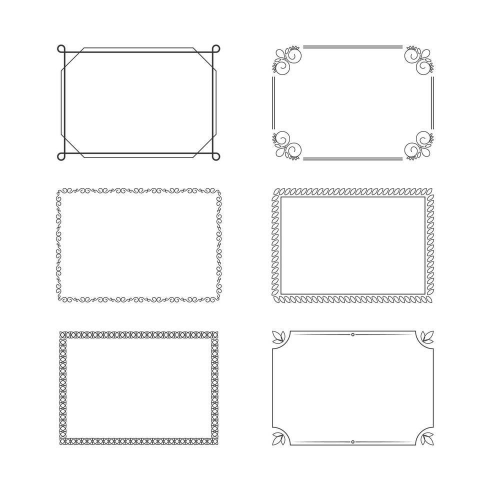 set of rectangular calligraphic frames in vector