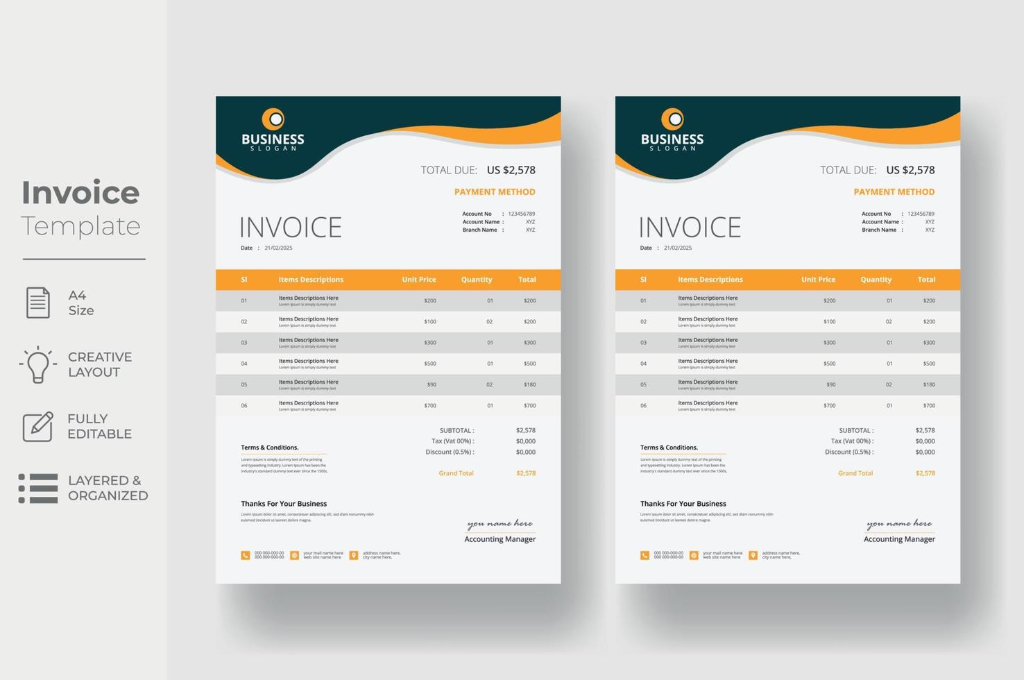 factura mínimo diseño plantilla, negocio factura formar modelo vector