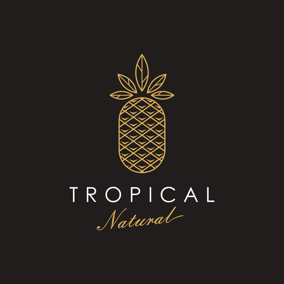 Pineapple logo icon vector. Abstract golden geometric design in trendy minimal luxury style design Illustration vector