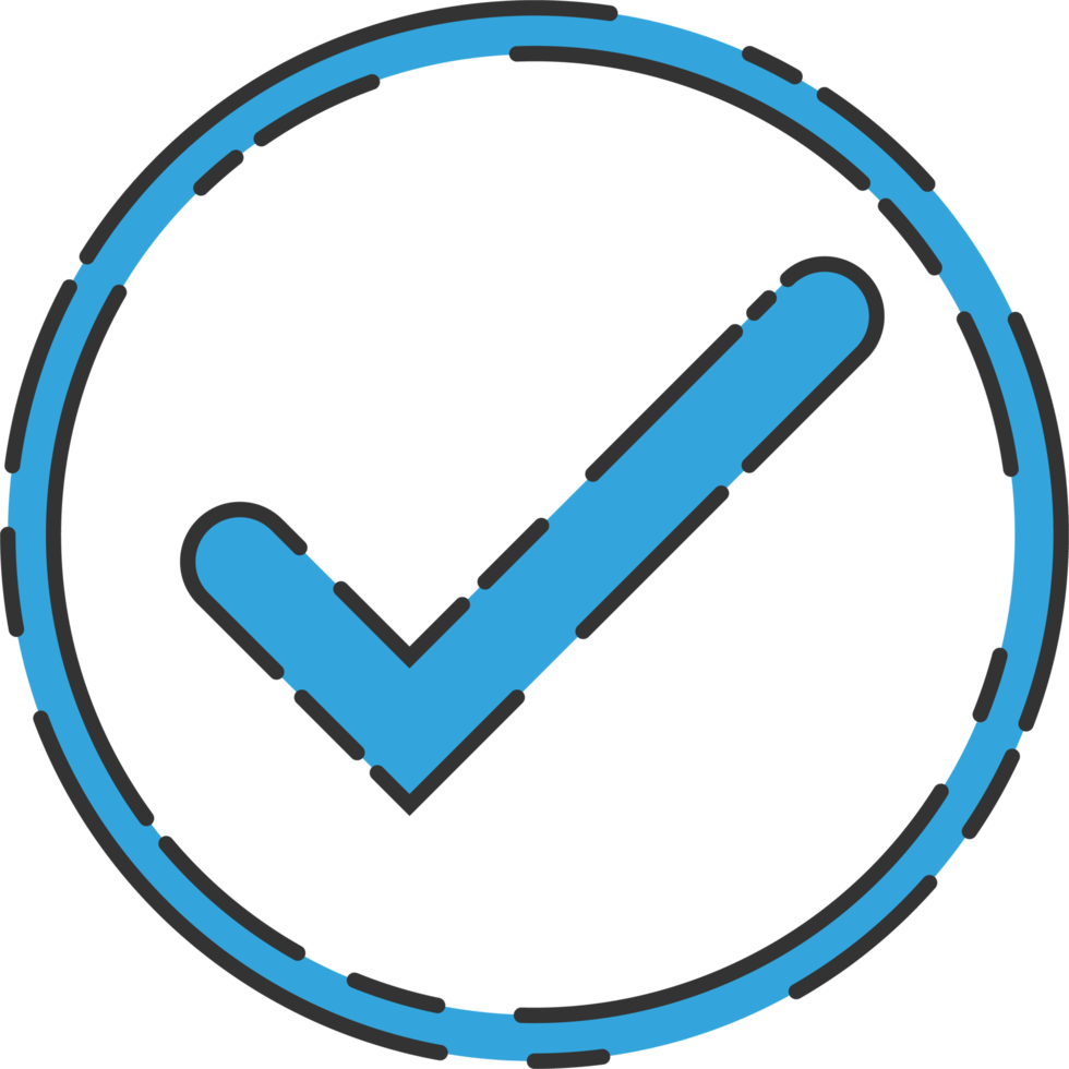 Approved check mark icon in flat style png