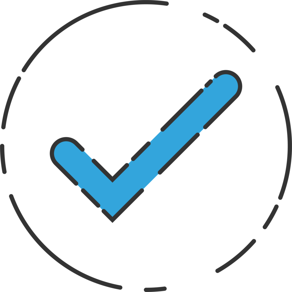 Approved check mark icon in flat style png