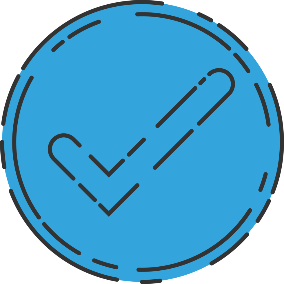 Approved check mark icon in flat style png