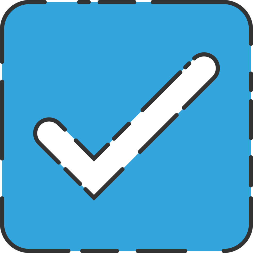 Approved check mark icon in flat style png