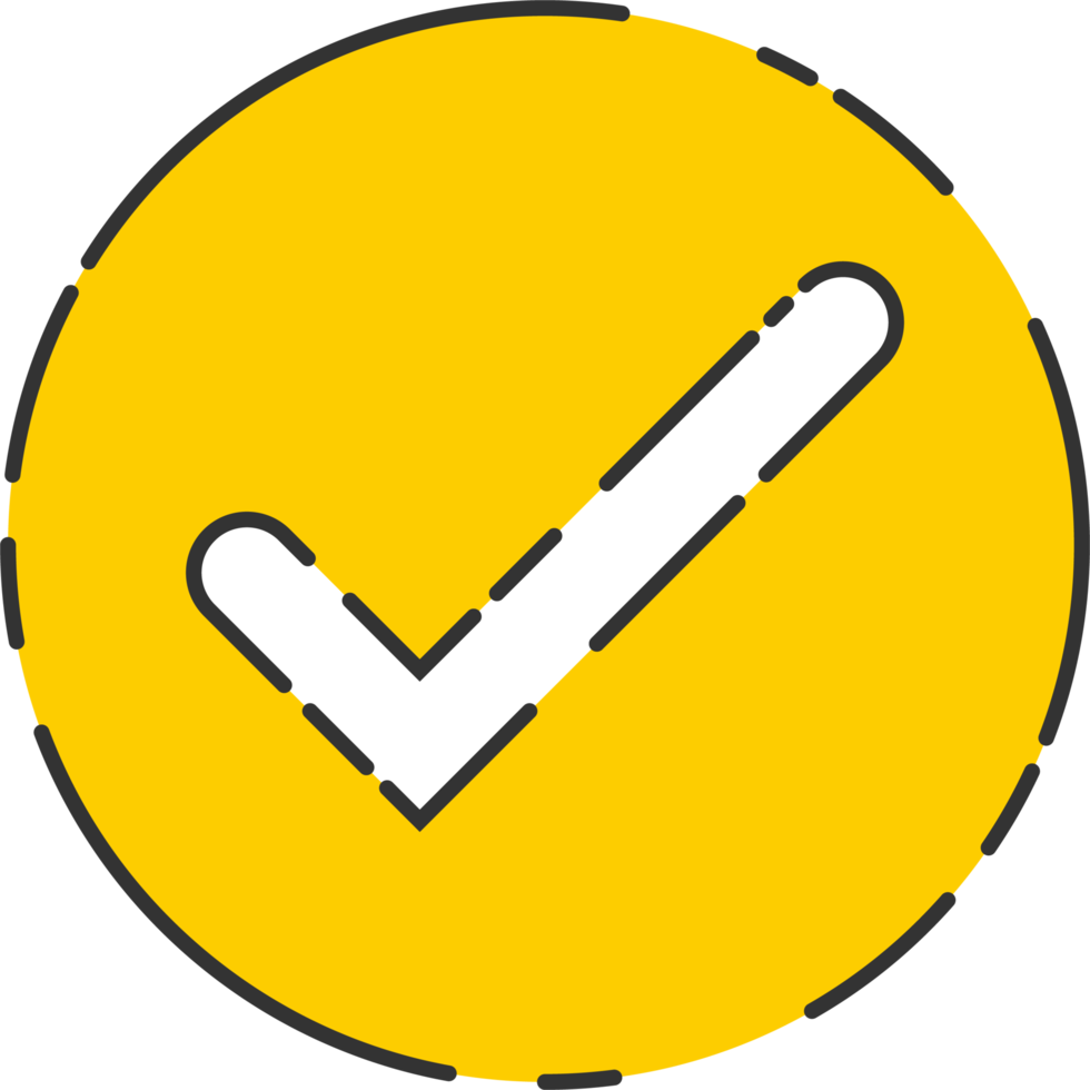 Approved check mark icon in flat style png