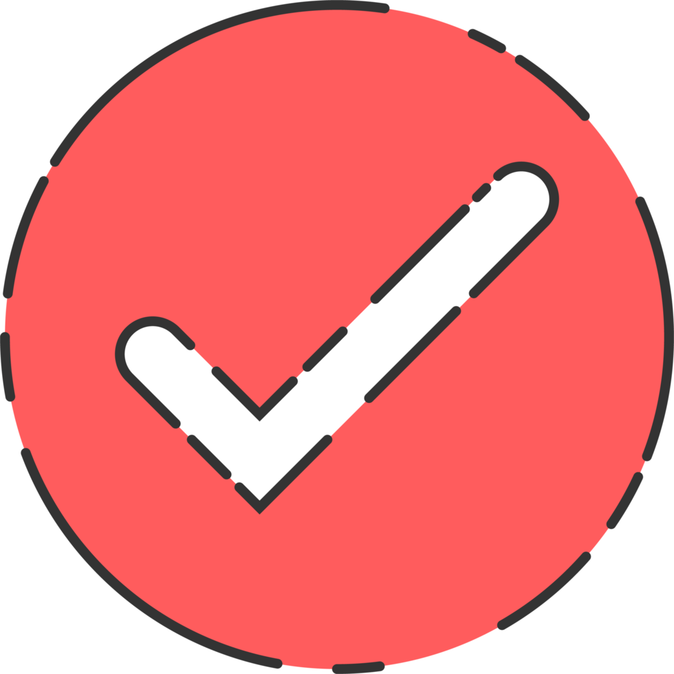 Approved check mark icon in flat style png