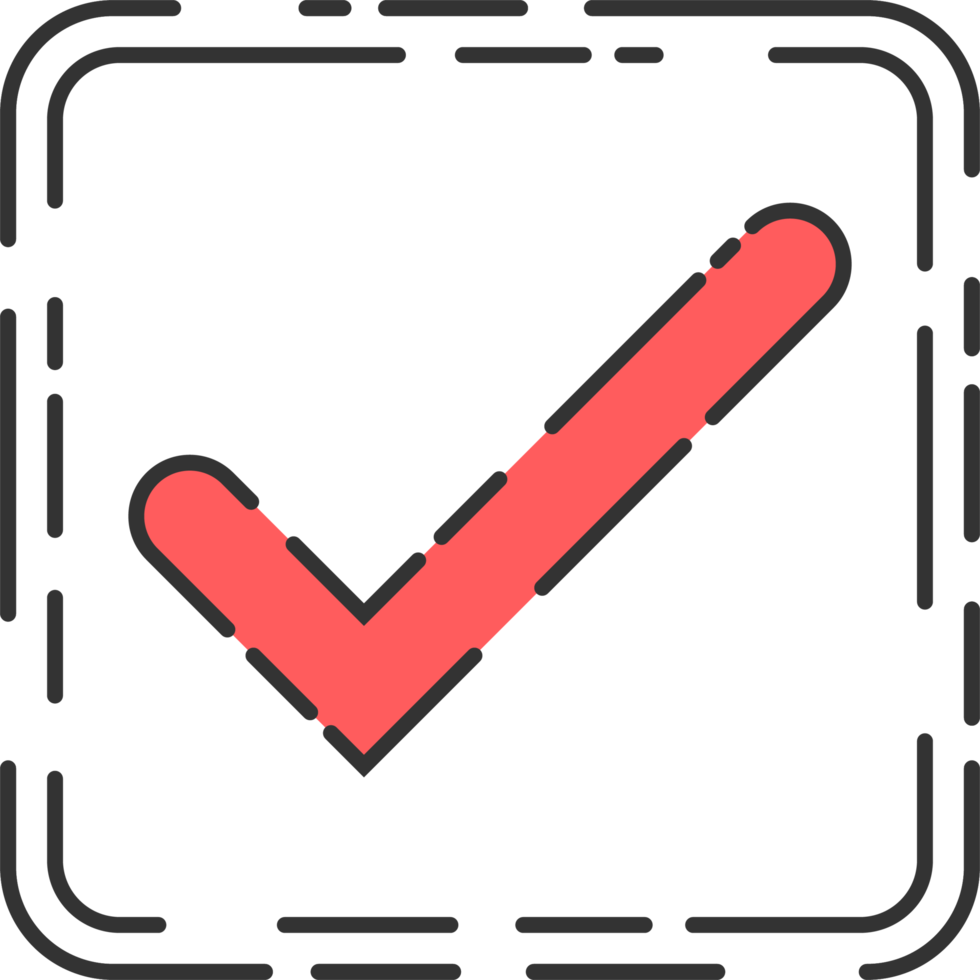 Approved check mark icon in flat style png