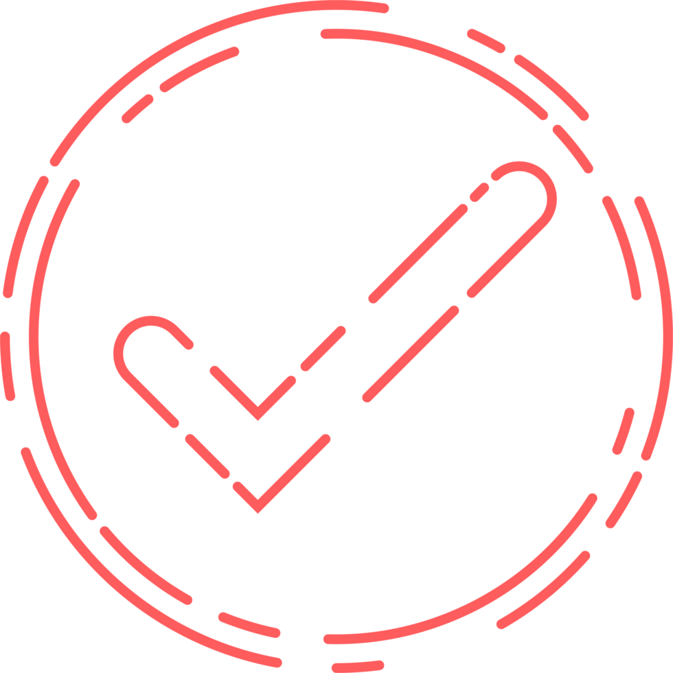 Approved check mark icon in flat style png
