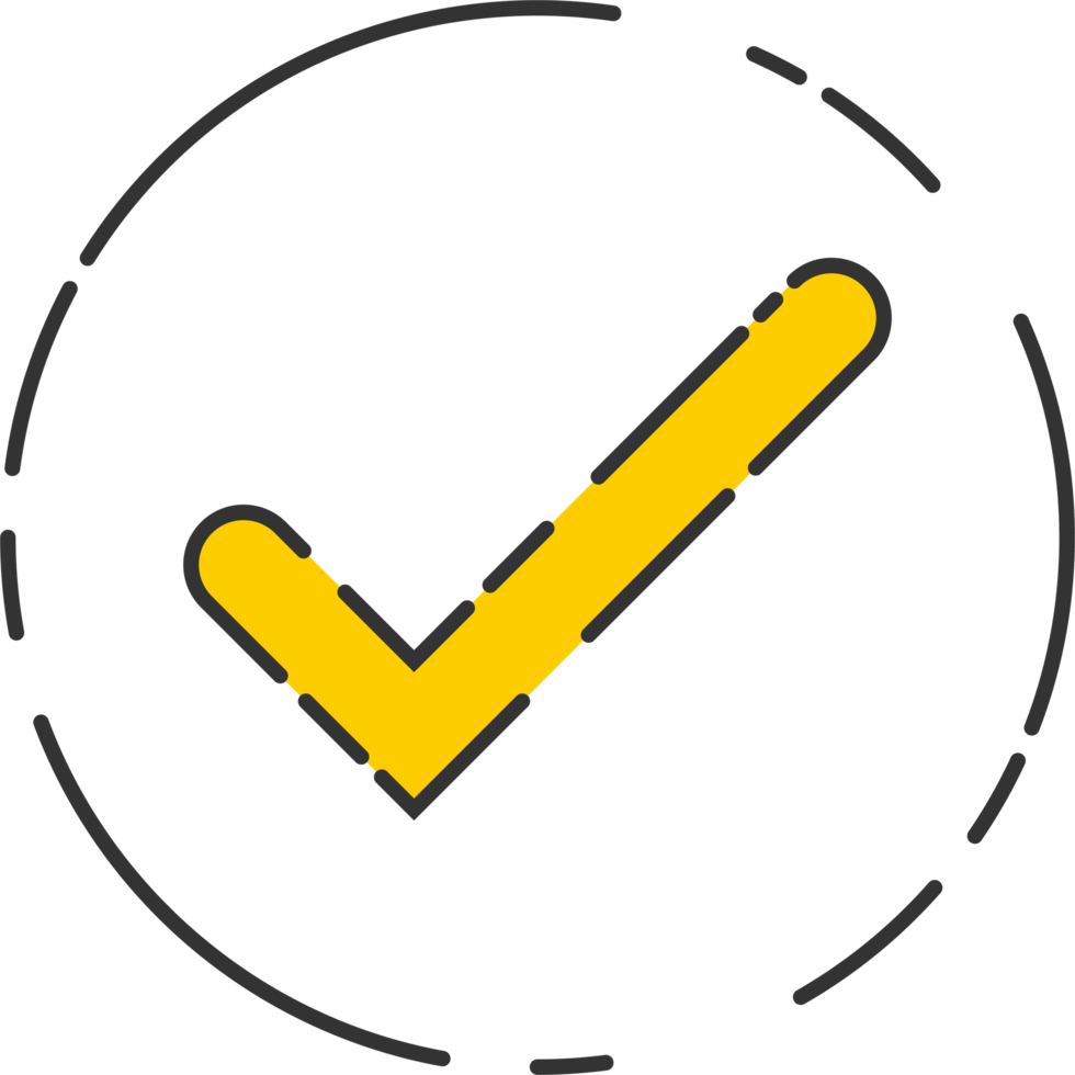 Approved check mark icon in flat style png