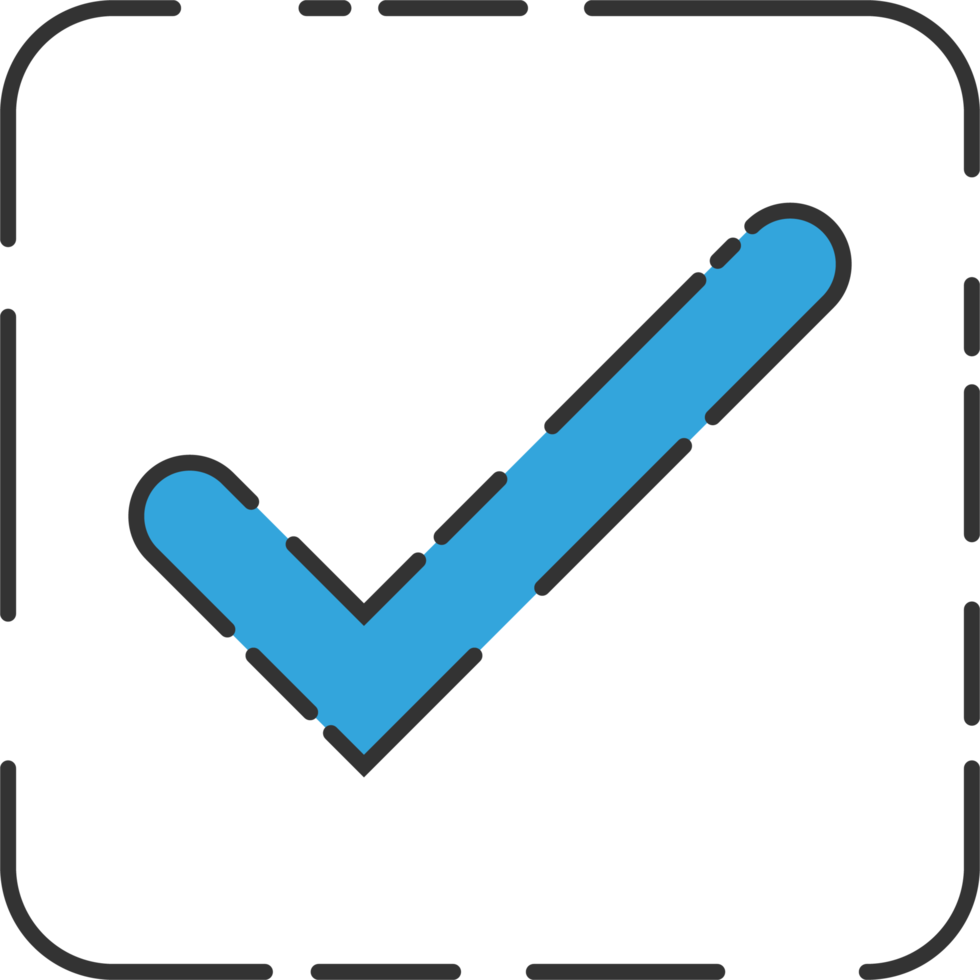 Approved check mark icon in flat style png