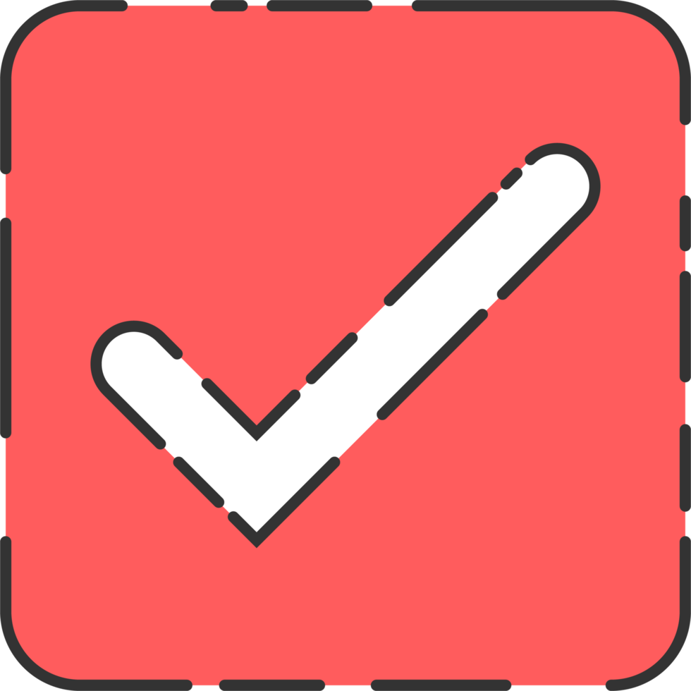 Approved check mark icon in flat style png