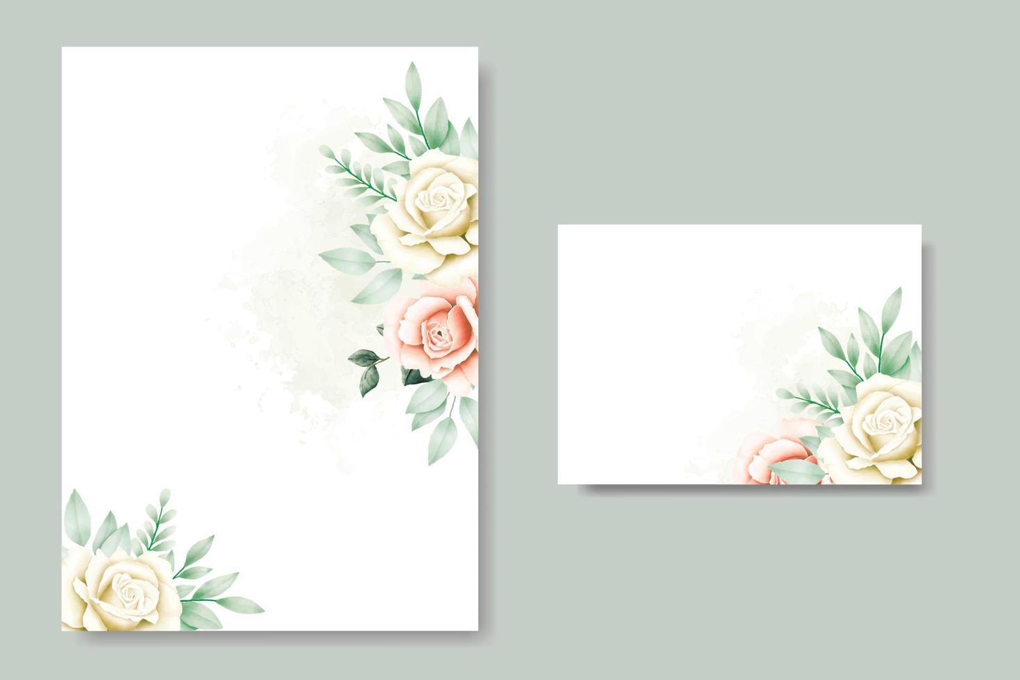 wedding invitation card with floral rose watercolor vector