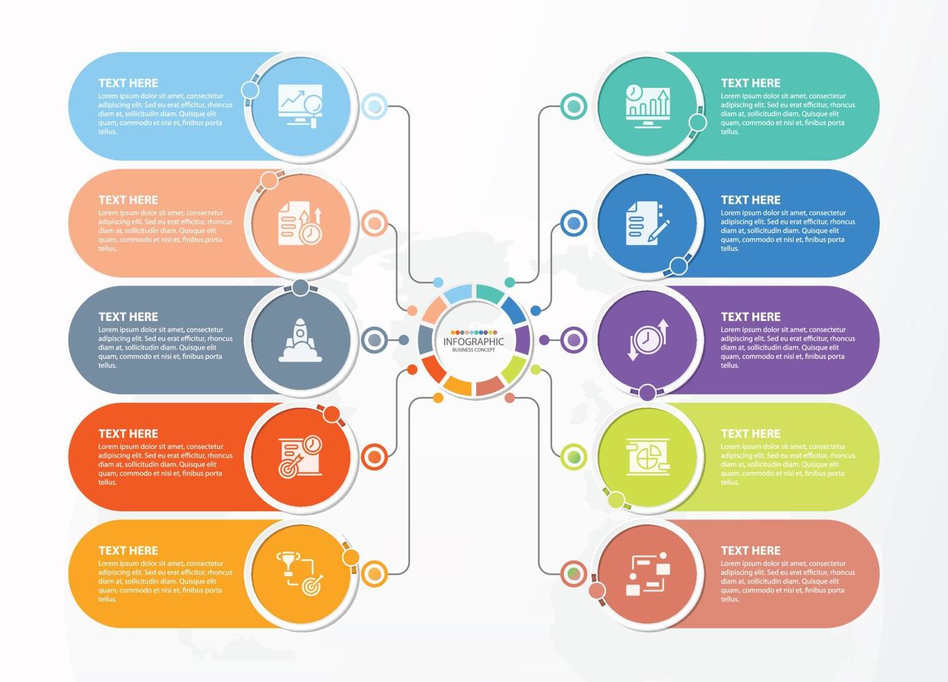 Infographic with 10 steps, process or options. vector