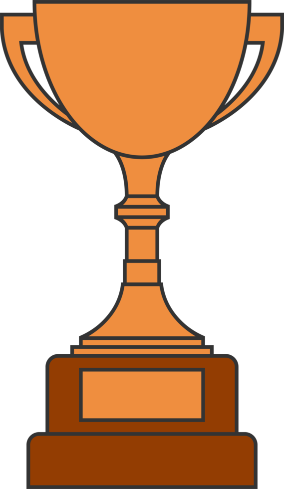 Award trophy goblet. Bronze cup in flat design. png