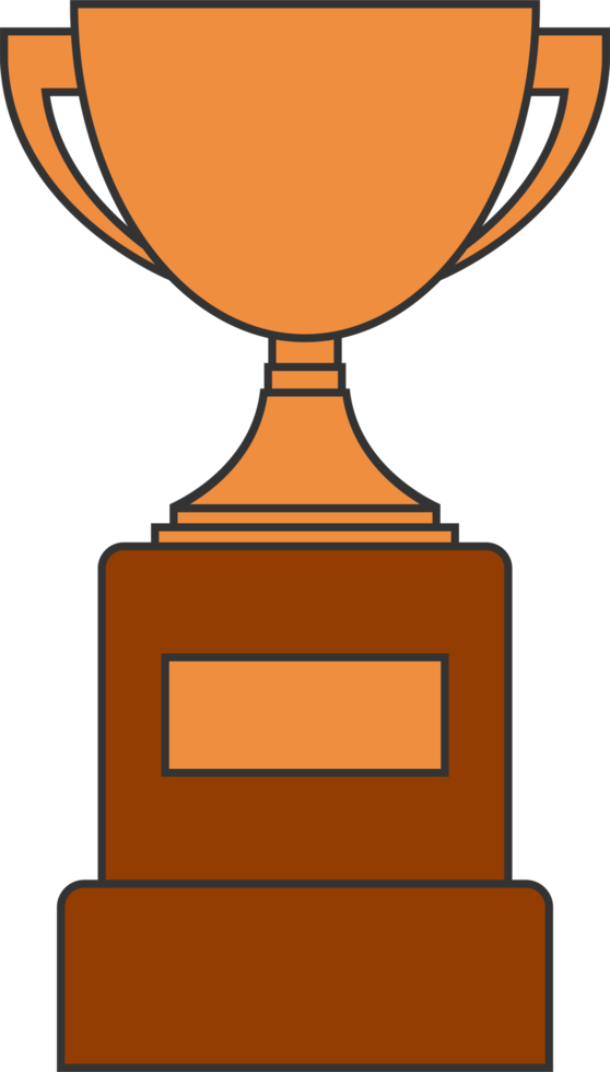 prijs trofee beker. bronzen kop in vlak ontwerp. png