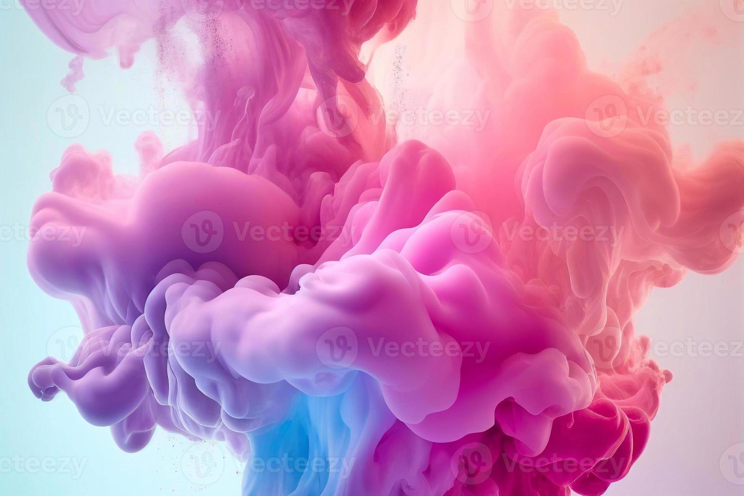 Abstract ink drops fluid motion in water background. Colorful gradient smoke cloud 3d illustration photo