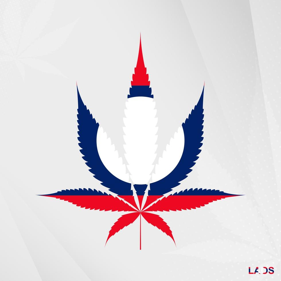 Flag of Laos in Marijuana leaf shape. The concept of legalization Cannabis in Laos. vector