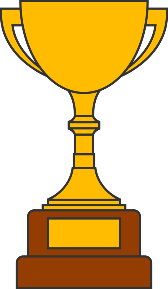 Line gold cup in flat design png