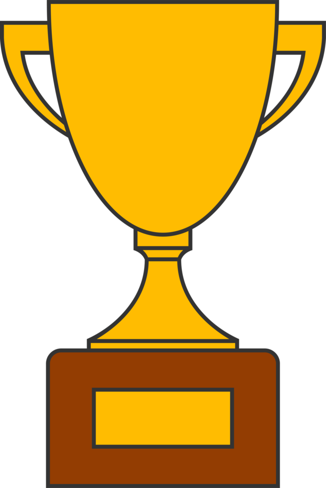 Line gold cup in flat design png