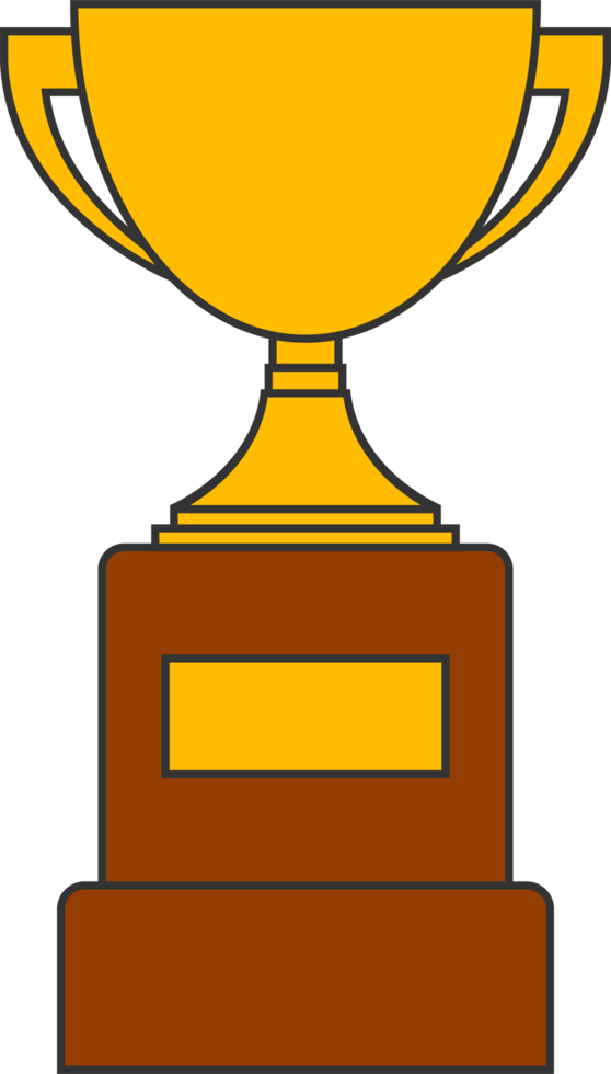 Line gold cup in flat design png