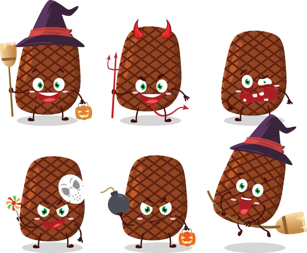 Halloween expression emoticons with cartoon character of steak vector