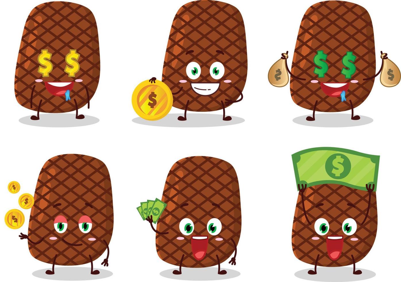 Steak cartoon character with cute emoticon bring money vector