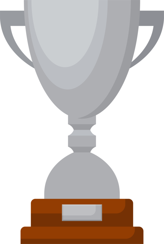 tilldela trofén bägare. silver- kopp i platt design png