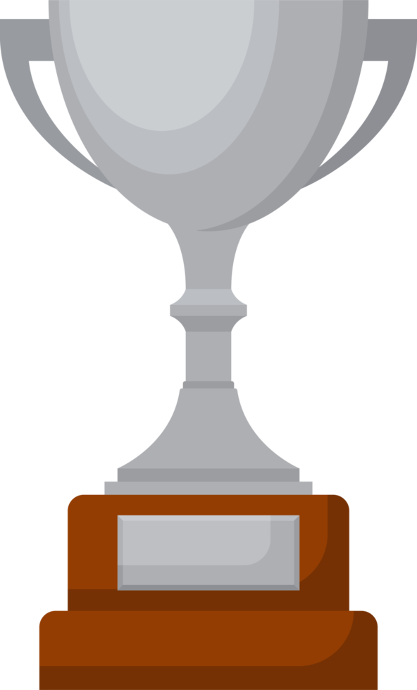 Award trophy goblet. Silver cup in flat design png