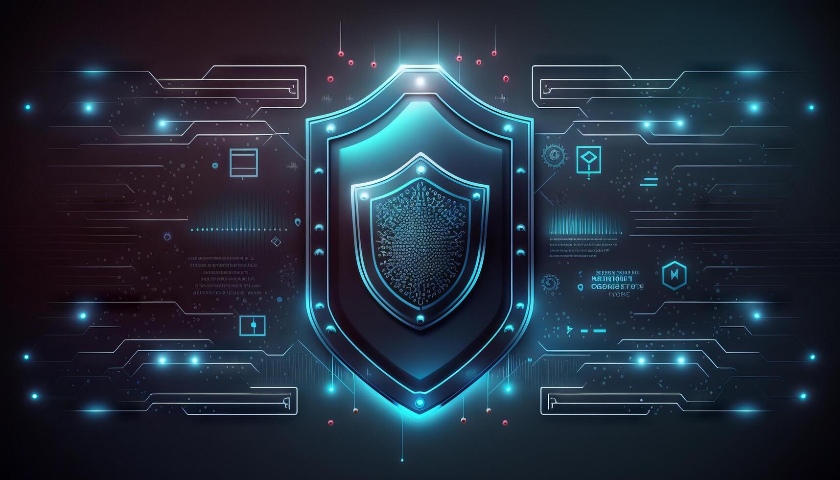 Abstract technology circuit board background with shield symbols concept of data protection and cyber privacy. photo