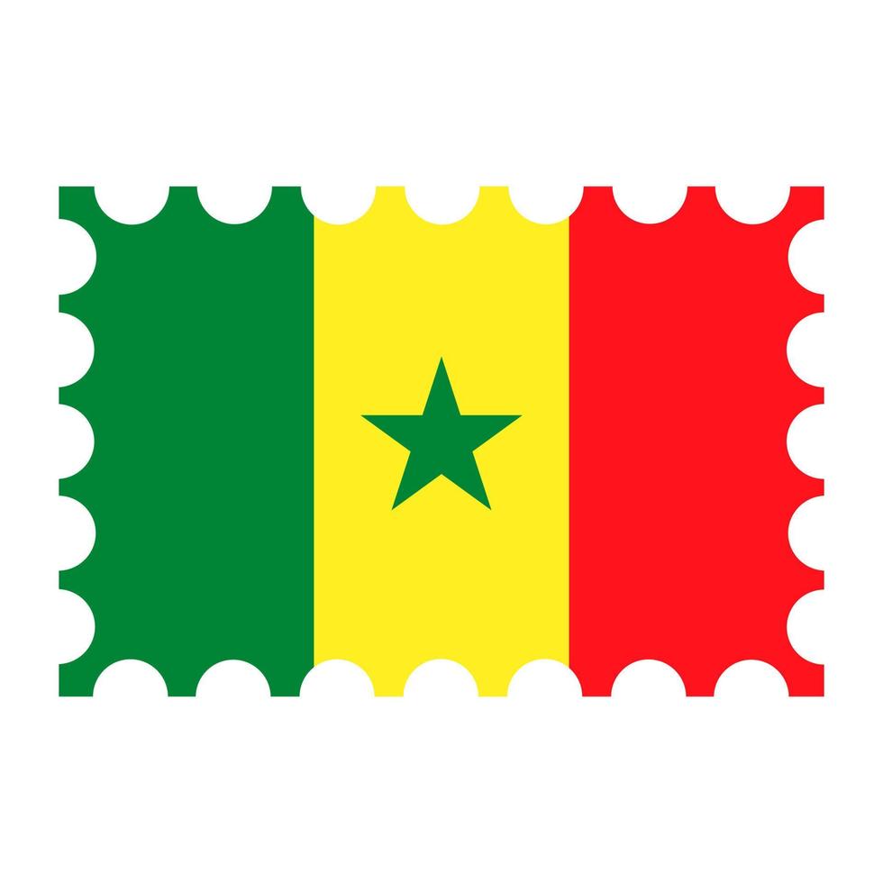 Postage stamp with Senegal flag. Vector illustration.