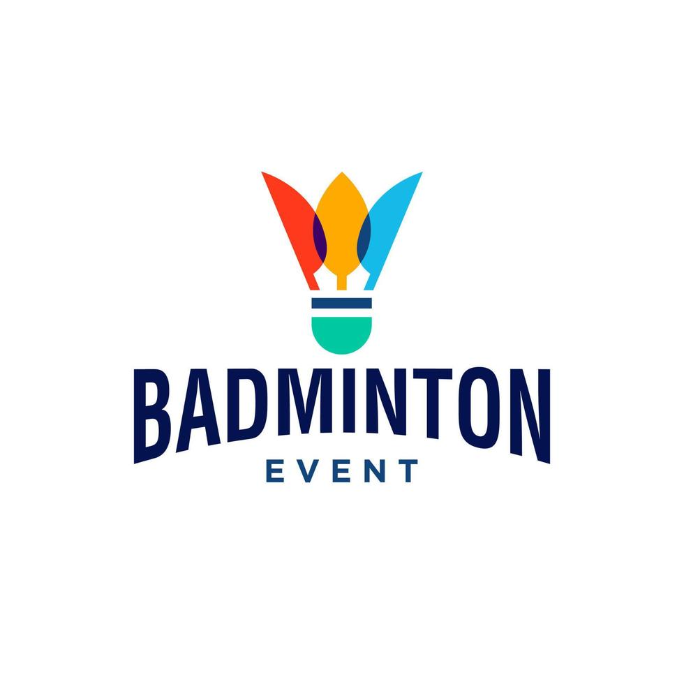 shuttlecock logo, badminton sport tournament logo design illustration element in overlapping color logo vector