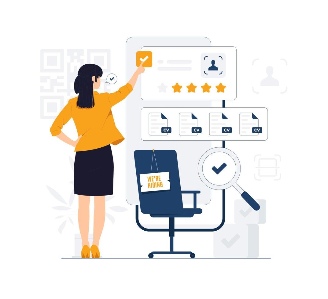 Job offer Recruitment vacant hiring, Specialists choosing best candidate for job, Profiles of various people with ranking, Company searching new employee concept illustration vector