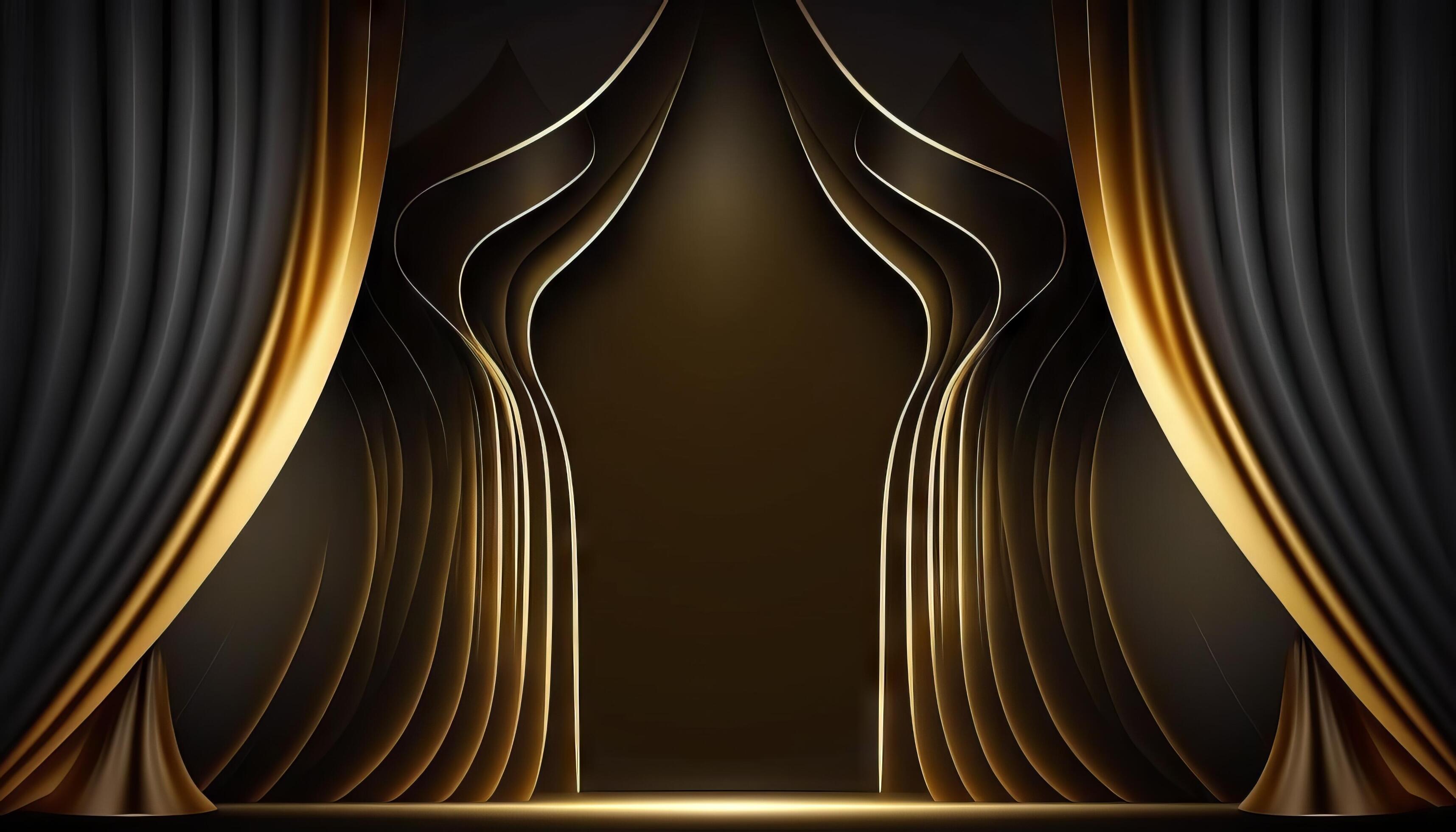 Black Golden Curtain Stage Award Background. Trophy on Red Carpet Luxury  Background. Generative ai 21970602 Stock Photo at Vecteezy