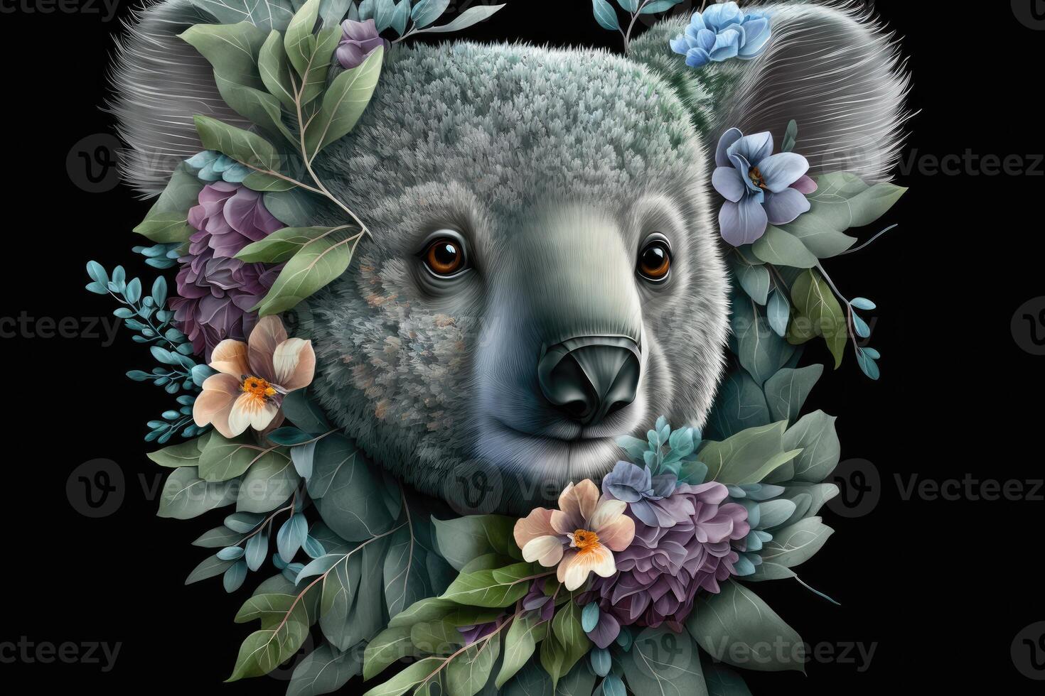 3D Art Koala Bear in Flower Hat · Creative Fabrica