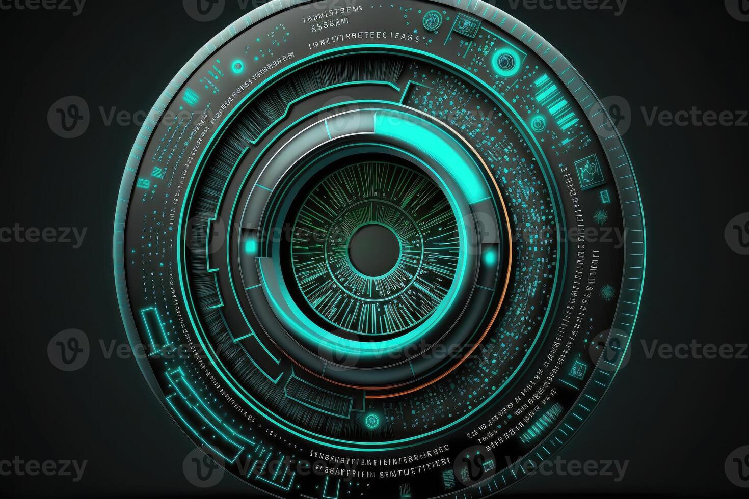 Futuristic technology concept. Circular hud element virtual reality of big data. cyber system security for technology business photo