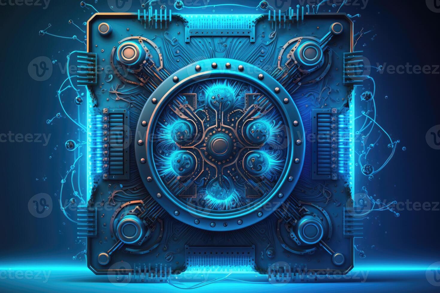 Quantum Computing blue background. AI Generated 21970720 Stock Photo at
