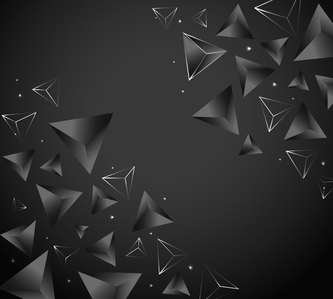 Black Abstract 3D Triangle Background vector