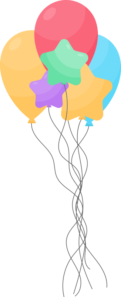 Balloons bunch in cartoon style png