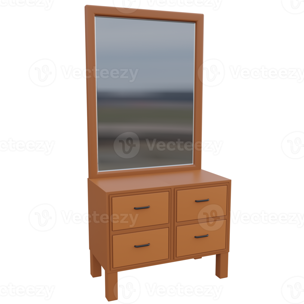 dressing table 3d render icon illustration with transparent background png