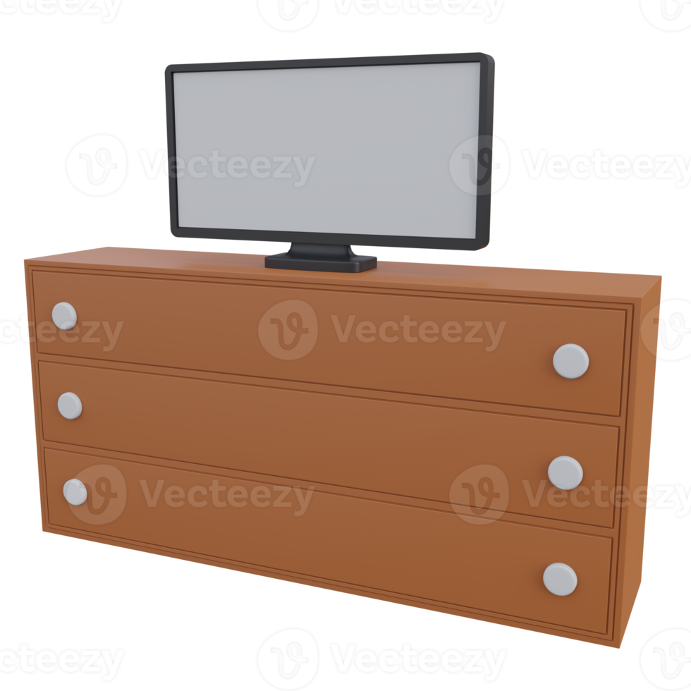 tv stand 3d render icon illustration with transparent background png