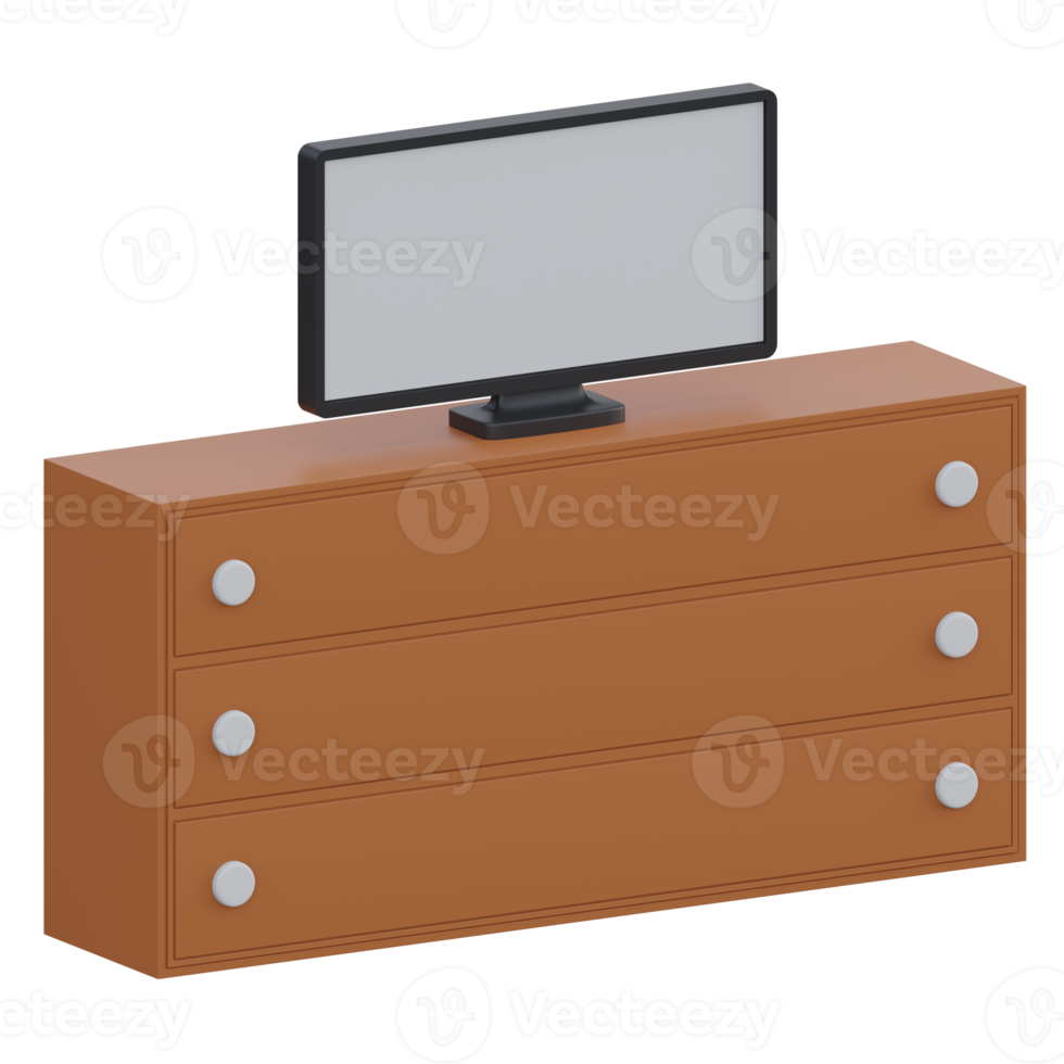 tv stand 3d render icon illustration with transparent background png