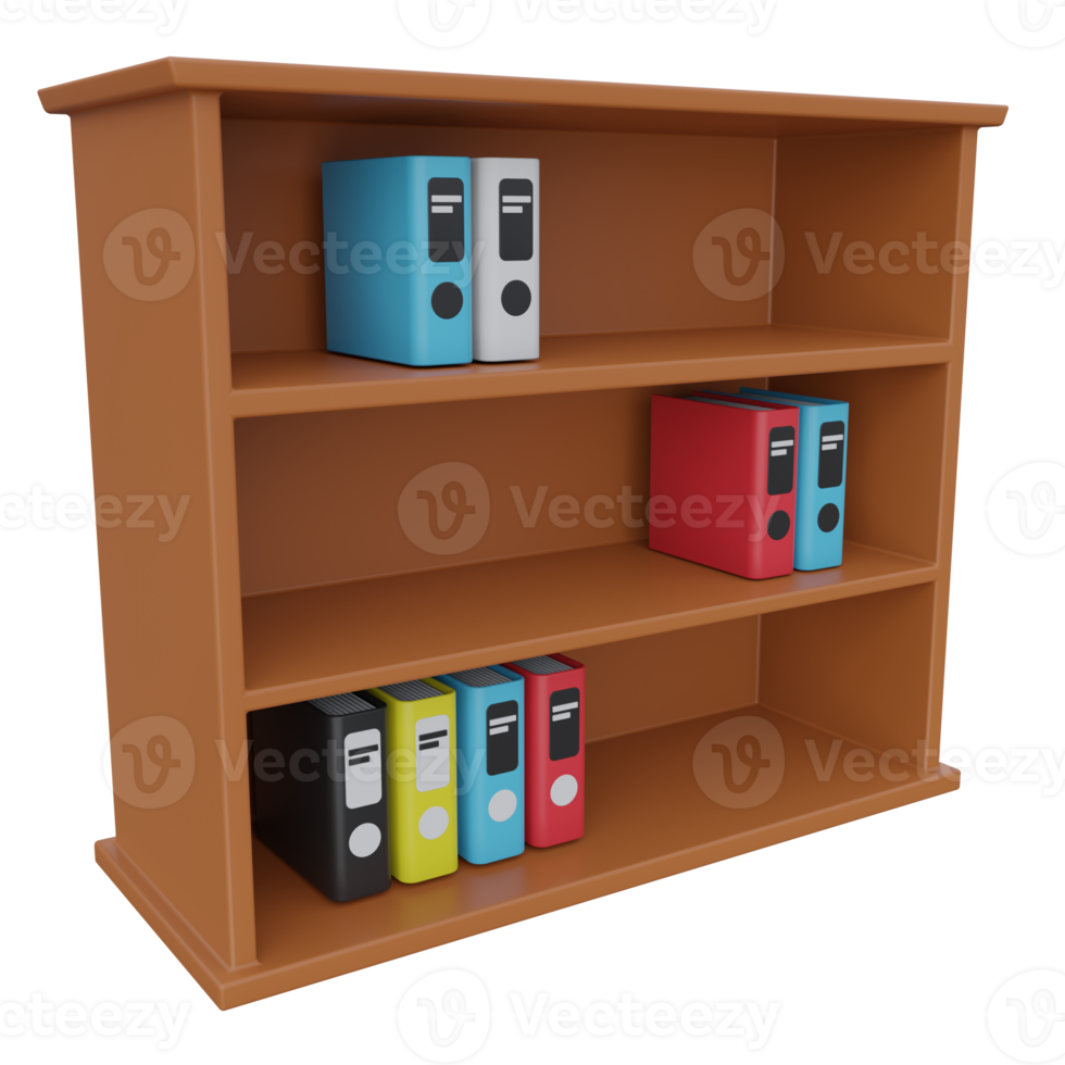 bookshelves 3d render icon illustration with transparent background png