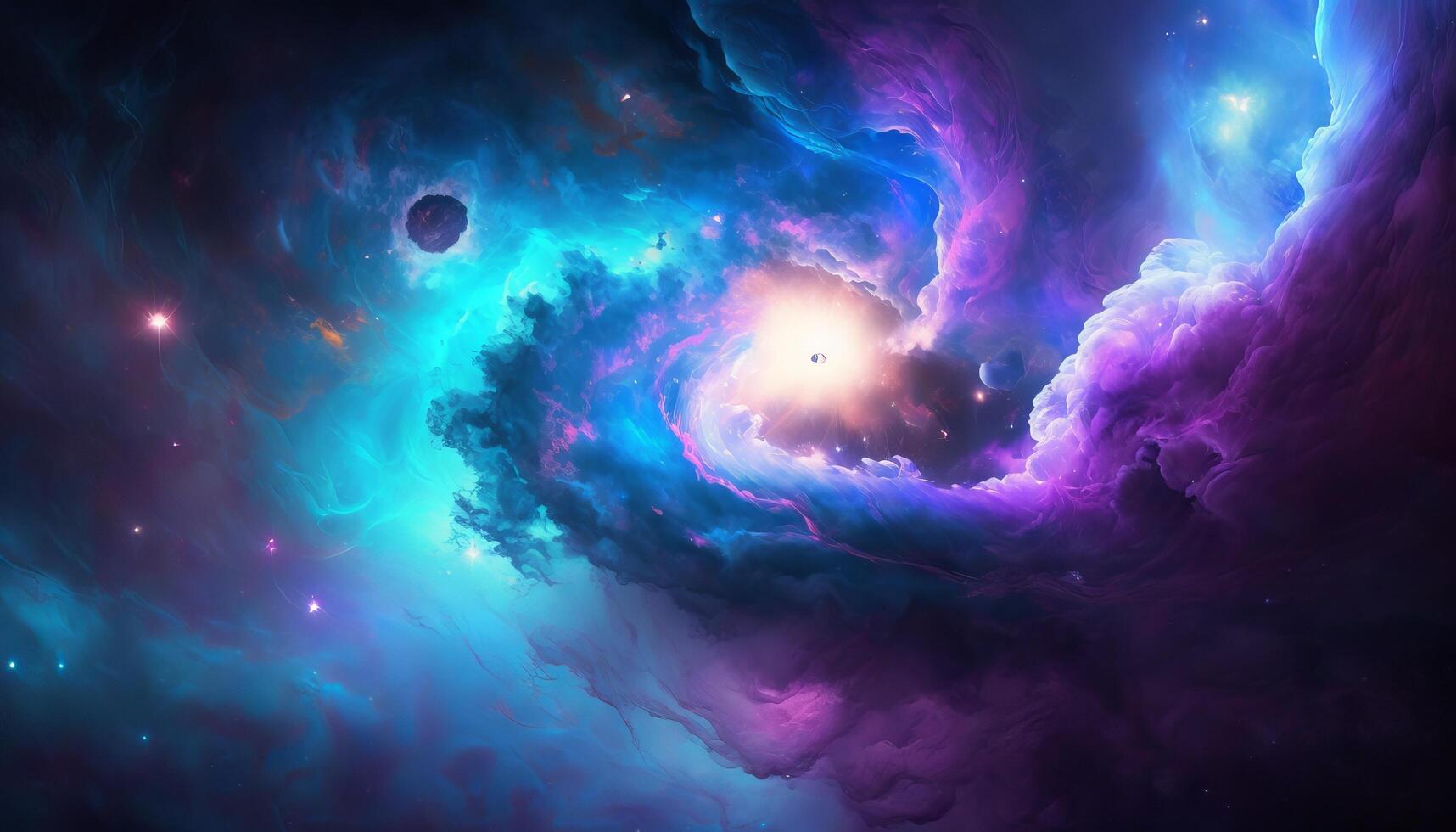 background image with a mix of blue and purple colors, resembling a galaxy or space theme. photo