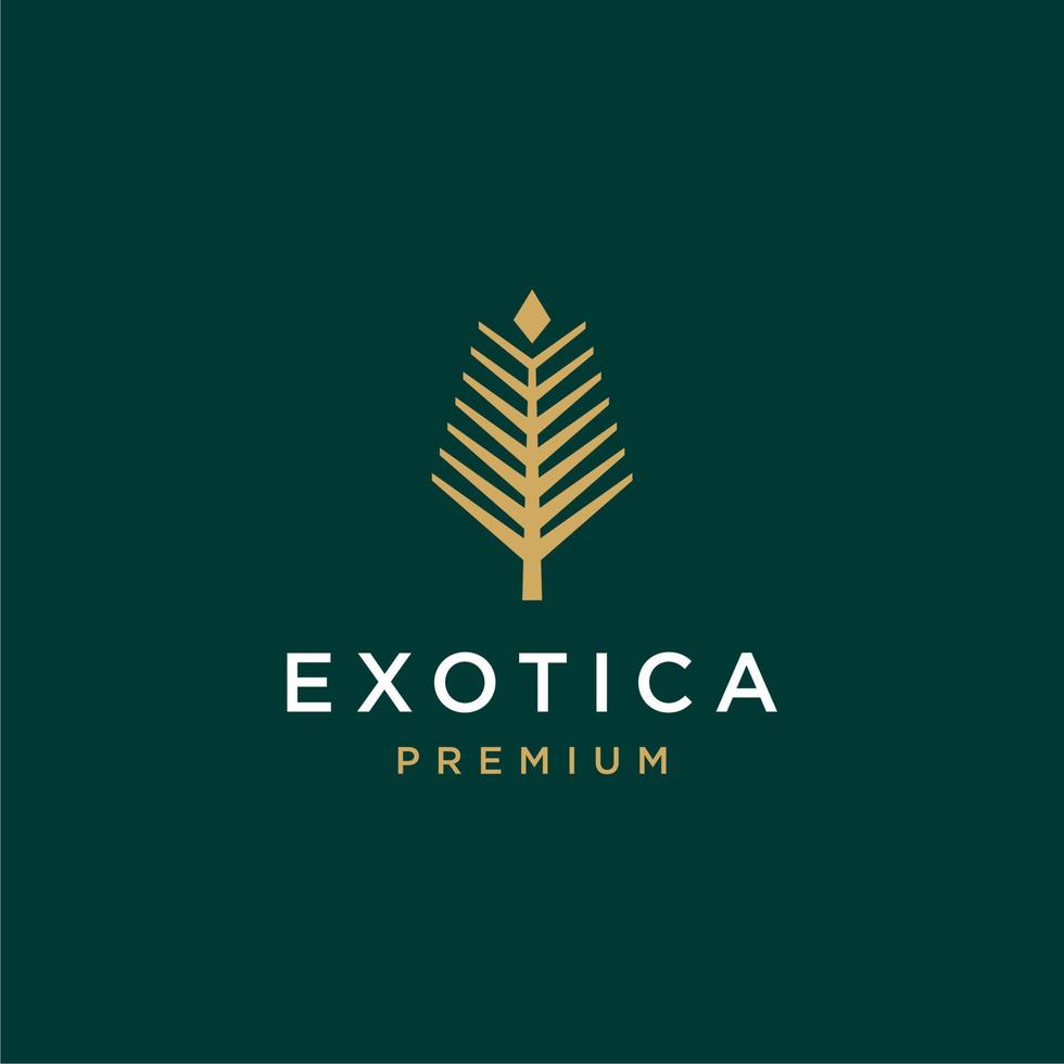 palm tree gold elegant logo vector, coconut tree leaf tropical beach house or hotel design illustration Vector