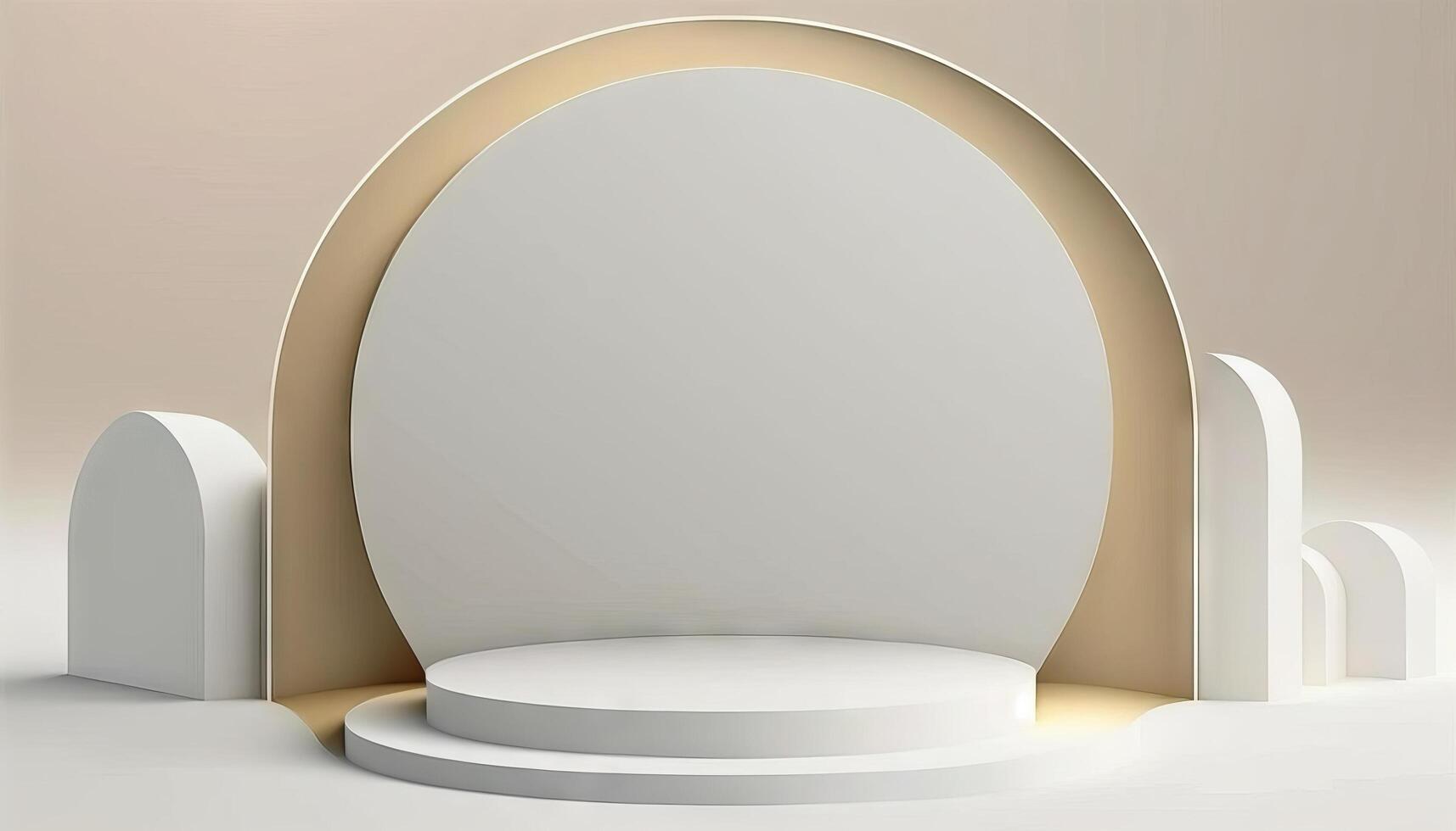 White soft pastel podium islamic Background. ramadhan ornament on White soft Carpet Background. photo