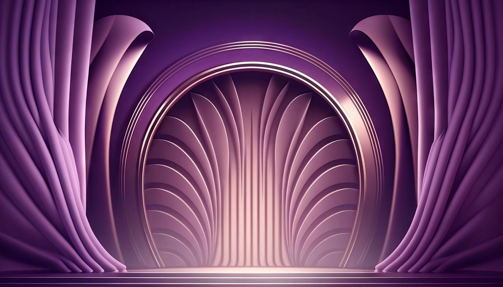 purple pastel Curtain Stage Award Background. Trophy on purple Carpet pastel Background. photo